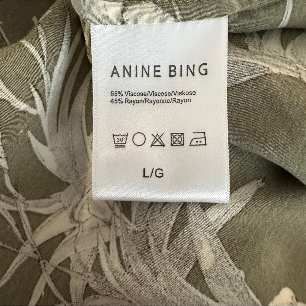 Anine Bing Kaine Dress Tropical Print Olive Smocked Size L • NEW WITH TAGS • - Picture 11 of 12
